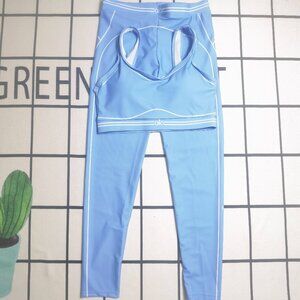 Alo Blue Sports Bra and Leggings Set, Size S